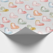 Papier Cadeau Papier d'enveloppement des coeurs d'aquarelle (Coin)