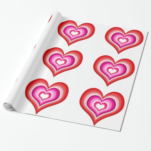 Papier Cadeau Papier d'enveloppement des coeurs réverbérants (Déroulé)