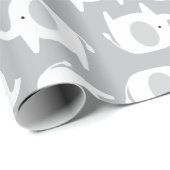 Papier Cadeau Papier d'enveloppement des éléphants gris et blanc (Coin rond)