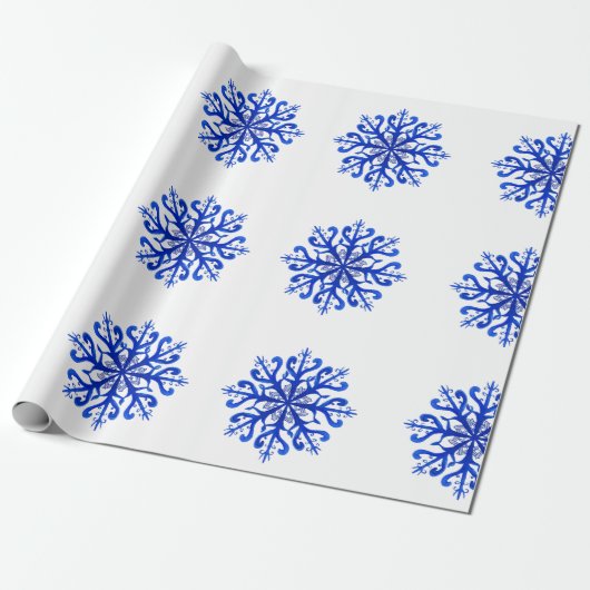 Papier Cadeau Papier d'enveloppement des flocons bleus (Déroulé)
