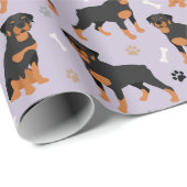 Papier Cadeau Papier d'enveloppement des os et pattes de chien (Coin rond)