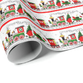 Papier Cadeau Papier d'enveloppement des trains de Noël (Coin rond)