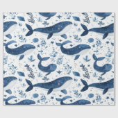 Papier Cadeau Papier d'enveloppement, Design de baleine mignonne (Plat)