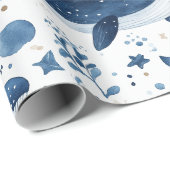 Papier Cadeau Papier d'enveloppement, Design de baleine mignonne (Coin rond)