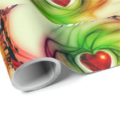 Papier Cadeau Papier d'enveloppement design vert Coeur rouge bri (Coin rond)