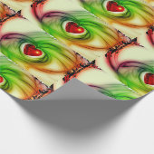 Papier Cadeau Papier d'enveloppement design vert Coeur rouge bri (Coin)