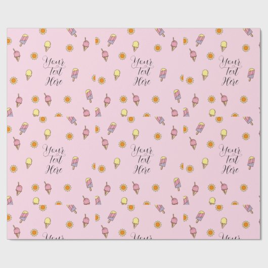 Papier Cadeau Papier d'enveloppement d'été bleu rose et orange O (Plat)