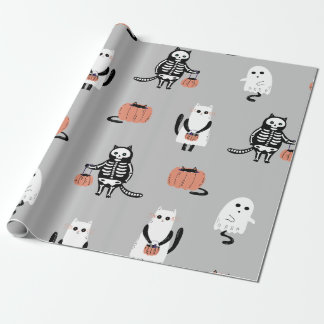Papier Cadeau Papier d'enveloppement d'Halloween pour chats à qu