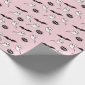 Papier Cadeau Papier d'enveloppement d'Halloween rose et noir (Coin)