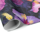 Papier Cadeau Papier d'enveloppement d'hibiscus d'aquarelle (Coin rond)