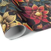 Papier Cadeau Papier d'enveloppement Diwali Florals (Coin rond)