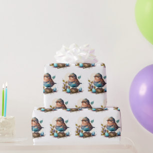 Papier Cadeau Papier d'enveloppement d'oiseaux aquarelle adorabl