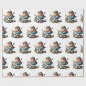 Papier Cadeau Papier d'enveloppement d'oiseaux aquarelle adorabl (Plat)