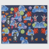 Papier Cadeau Papier d'enveloppement d'oiseaux pingouins (Plat)