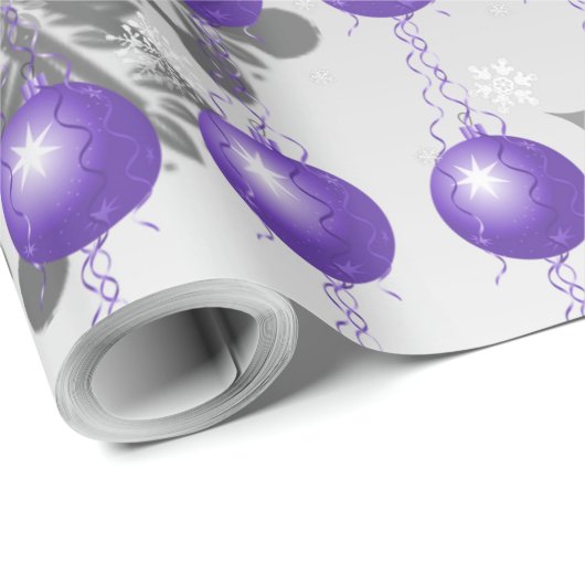 Papier Cadeau Papier d'enveloppement d'ornement de Noël mauve fa (Coin rond)