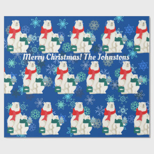 Papier Cadeau Papier d'enveloppement d'ours et de neige gros et 