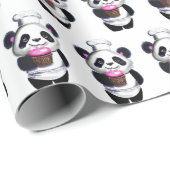 Papier Cadeau Papier d'enveloppement d'ours Panda Cute (Coin rond)