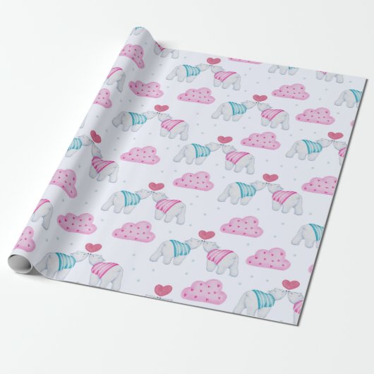 Papier Cadeau Papier d'enveloppement d'ours polaires adorables (Déroulé)