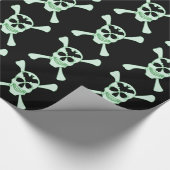 Papier Cadeau Papier D'Enveloppement Du Crâne Vert Et Des Traver (Coin)