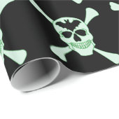 Papier Cadeau Papier D'Enveloppement Du Crâne Vert Et Des Traver (Coin rond)