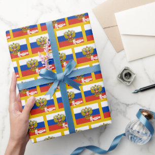 Papier Cadeau Papier d'enveloppement du drapeau russe, Golden, R