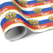 Papier Cadeau Papier d'enveloppement du drapeau russe, Russie (Coin rond)