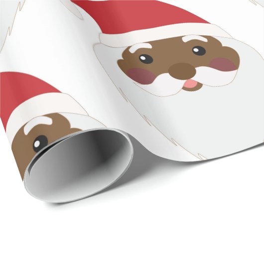 Papier Cadeau Papier d'enveloppement du Père Noël africain-améri (Coin rond)