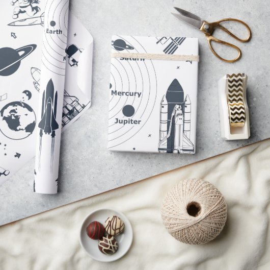 Papier Cadeau Papier d'enveloppement du système solaire des astr (Artisanat)
