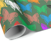 Papier Cadeau Papier d'enveloppement en silhouette à papillon co (Coin rond)