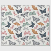 Papier Cadeau Papier d'enveloppement encastré de papillon Boho (Plat)