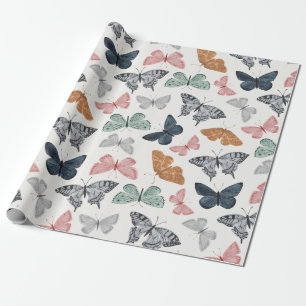 Papier Cadeau Papier d'enveloppement encastré de papillon Boho