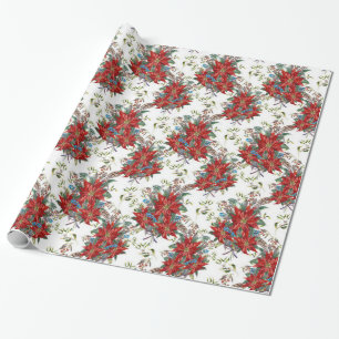 Papier Cadeau Papier d'enveloppement Festif Rich Red Poinsettia