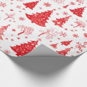 Papier Cadeau Papier d'enveloppement Festive Red Christmas Tree (Coin)