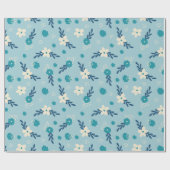 Papier Cadeau Papier d'enveloppement floral bleu et Turquoise (Plat)