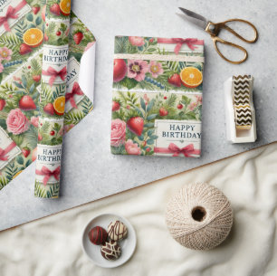 Papier Cadeau Papier d'enveloppement Floral Joyeux