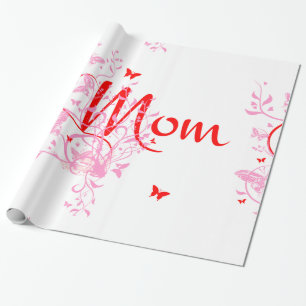 Papier Cadeau Papier d'enveloppement Floral Maman