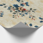 Papier Cadeau Papier d'enveloppement floral nostalgique de Noël (Coin)