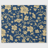 Papier Cadeau Papier d'enveloppement Floral Or avec Arrière - pl (Plat)