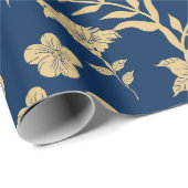 Papier Cadeau Papier d'enveloppement Floral Or avec Arrière - pl (Coin rond)