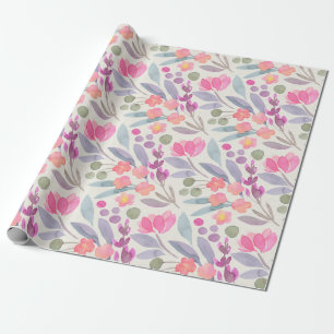 Papier Cadeau Papier d'enveloppement floral Pastel Watercolor