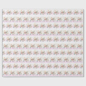Papier Cadeau Papier d'enveloppement floral petit oiseau blanc (Plat)