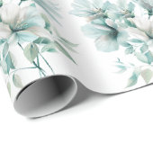Papier Cadeau Papier d'enveloppement floral turquoise clair (Coin rond)