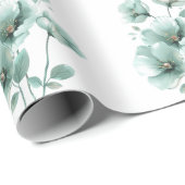 Papier Cadeau Papier d'enveloppement floral turquoise clair (Coin rond)