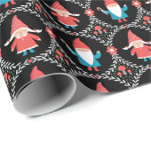 Papier Cadeau Papier d'enveloppement Gnome de Noël mignon (Coin rond)