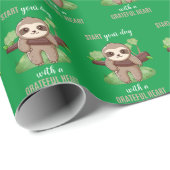 Papier Cadeau Papier d'enveloppement Grateful Heart Sloth (Coin rond)
