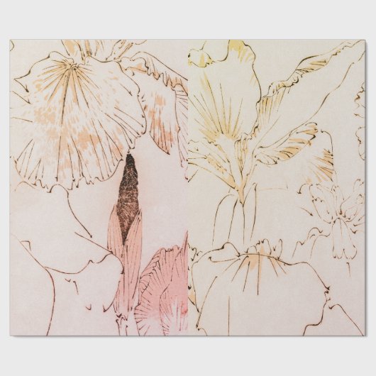 Papier Cadeau Papier d'enveloppement IRIS FLEURS (Couture)