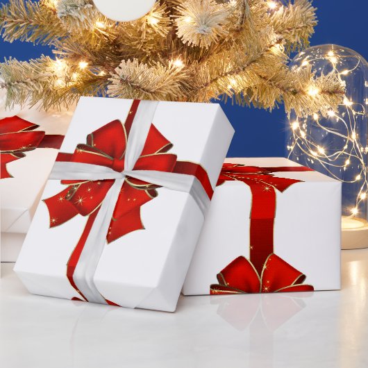 Papier Cadeau Papier d'enveloppement Joyeuses Fêtes de Bow rouge (Vacances)