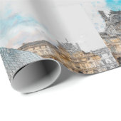 Papier Cadeau Papier d'enveloppement Louvre Aquarelle - Paris Tr (Coin rond)