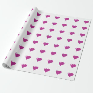 Papier Cadeau Papier d'enveloppement mat de coeur rose, 30 po x