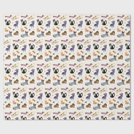 Papier Cadeau Papier d'enveloppement mignon pour animaux de comp (Plat)